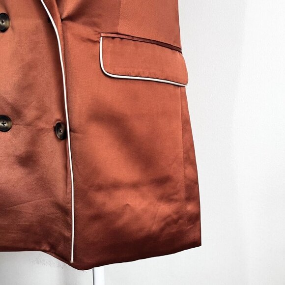 NWOT JASON WU COGNAC WHITE SATIN MID-LENGTH SLEEVELESS BLAZER-VEST - Picture 6 of 10